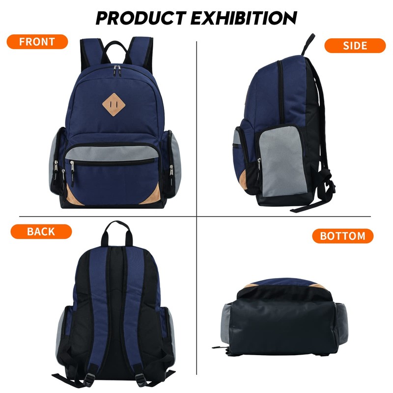 College Backpack Lightweight Basic Backpacks Casual Daypack with 2 Side