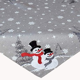 Raebel OHG Tablecloth Embroidery Snowmen Tablecloth Christmas Decoration Christmas Tablecloth (85 x 85 cm)