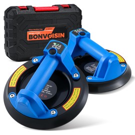 Bonvoisin Electric Vacuum Suction Cup Lifter with 507 lb Maximum Load Capacity, 8" Heavy Duty Glass Suction Cups to Lift Large Glass for Metal, Tile, Smooth Board, Windshields