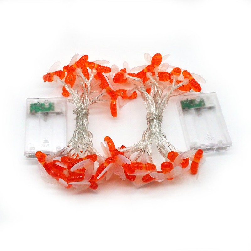 Dreamworth 2-Pack Bee String Lights, 7.5Ft 20 Led Bee Shape