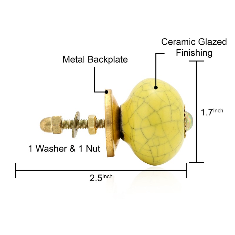 Rasiya Art Yellow Drawer Ceramic Knobs - Handmade Ceramic Dresser