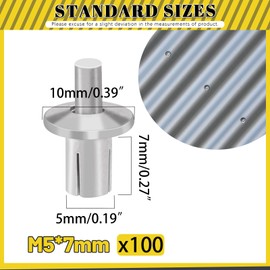 Mardatt 100Pcs M5 x 7mm Aluminum Core Rivets with Round Head, Half Round Head Hammer Drive Rivets, Knock Type Expansion Aluminum Rivets for Home Electronic Equipment