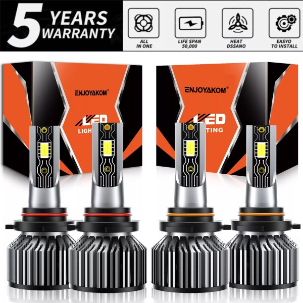 ENJOYAKOM 9006 9005 LED Headlight Bulbs Kit High Low Beam