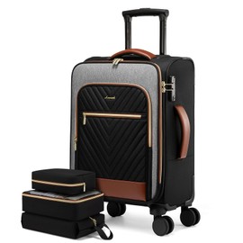 LOVEVOOK Carry On Luggage 22x14x9 Airline Approved,20 Inch Carry-on Suitcase for Women,Softside Suitcases with Wheels,Rolling Checked Luggage with TSA Lock,Lightweight Travel