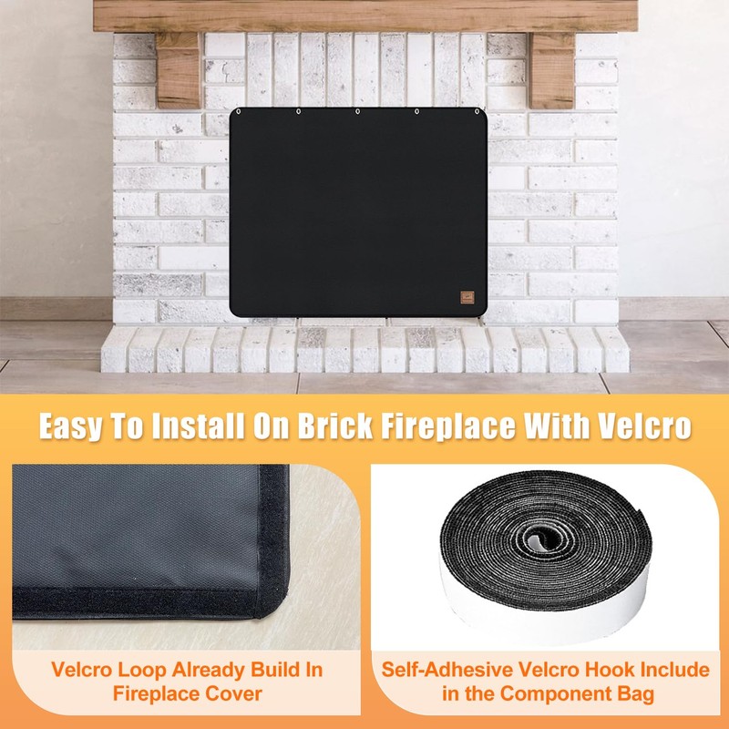Magnet Fireplace Cover, Fireplace Draft Blocker, Fireplace Blanket for Heat