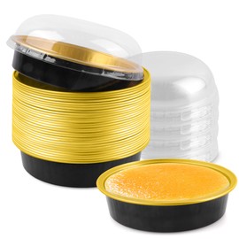 25 Pack Disposable 4 Inch Mini Pie Tins with Lids 8 Oz Golden Aluminum Pie Pan Tins for Baking Tarts, Cakes, and Quiche Ideal for Parties and Weddings-black