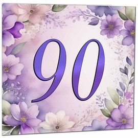 90th Birthday Card for Women - Purple Floral 90th Birthday Cards for 90 year old woman Ninety Ninetieth Ladies Grandma Nan Aunt Mum Sister Mom Friend