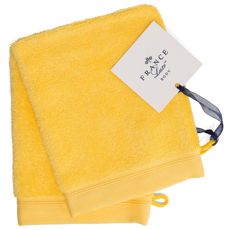 France Luxe Body French-Style Bath Mitt 2-Pack - Yellow/Yellow