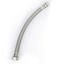 Infun 300mm Silver Flexible Hose for Bath Tap - 15mm x 3/4" BSP, Stainless Steel, 10 Bar Working Pressure, -5°C to 90°C Working Temperature