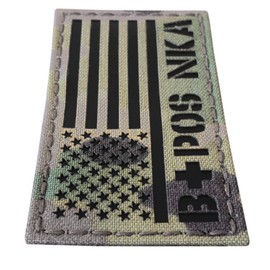 IR Multicam USA Flag BPOS B+ Blood Type NKA NKDA Infrared Tactical Morale Fastener Patch