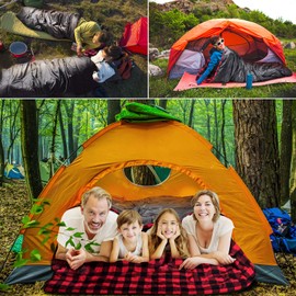 AGEMORE Cotton Flannel Double Sleeping Bag for Camping, Backpacking Or Hiking. Queen Size 2 Person Waterproof Sleeping Bag for Adults Or Teens. Lightweight with Compression Sack
