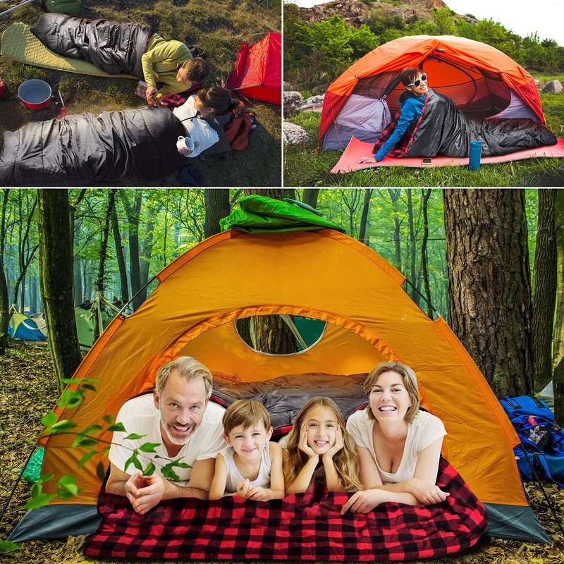 AGEMORE Cotton Flannel Double Sleeping Bag for Camping, Backpacking Or