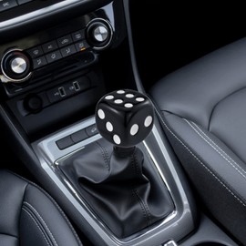 Temzzer Dice Shape Transmission Shifter Knob Resin Vehicle Shift Lever Stick Handle for Most Manual Automotive Vehicles (Black, White)