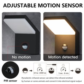 Inowel Outdoor Motion Sensor Wall Light Fixture Black LED Porch Light Exterior Wall Mount Sconce IP54 Waterproof for House Garage Front Door Patio,3000K 18W 1800Lumen