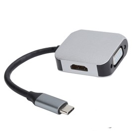 Type‑C to HDMI Compatible + 1080P VGA USB Hub Docking Station Adapter Plug and Play