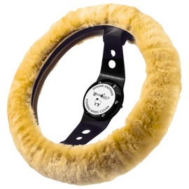 Andalus Brands Australian Sheepskin Steering Wheel Cover, Anti-Slip Universal 15 Inch Fuzzy Steering Wheel Cover Offers a Plush Velvet-Like Touch, Eco-Friendly Fluffy Steering Wheel Cover (Beige)