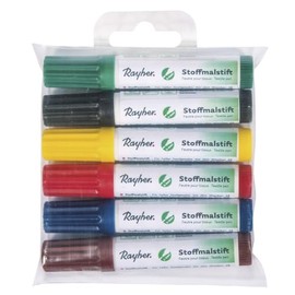 RAYHER 3844500 Fabric Crayons Set, Short Version, Plastic 6 Pins