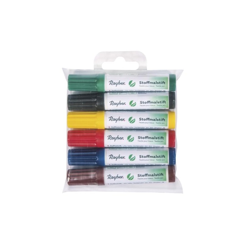 RAYHER 3844500 Fabric Crayons Set, Short Version, Plastic 6 Pins