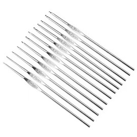 12 Pieces Small Crochet Hooks Set, Stainless Steel Crochet Needles for Lace Making Fine Knitting Projects (0.6mm 0.75mm 0.85mm 0.9mm 1.0mm 1.1mm 1.25mm 1.4mm 1.5mm 1.6mm 1.75mm 1.9mm)
