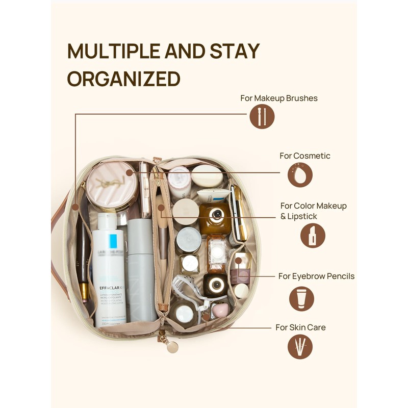 Telena Leather Make Up Bag Portable Travel Makeup Bag Waterproof