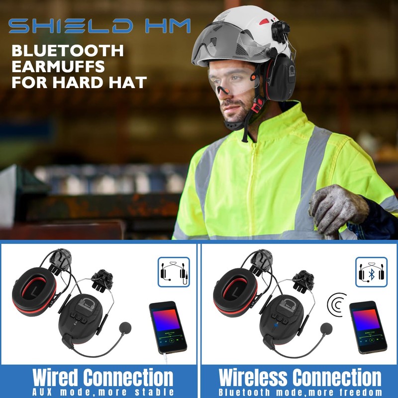 UM ULTRAMAXX Bluetooth Hard Hat Ear Muffs, NRR 27dB Helmet