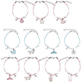 MenYiYDS Pack of 11 Children's Friendship Bracelets Girls Bracelets Jewellery Adjustable Braided Bracelets for Birthday Party Girls Jewellery Gifts (Ceramic Beads)