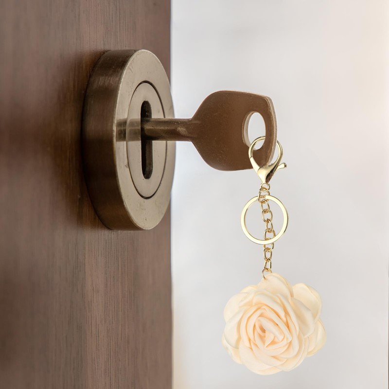 PATIKIL Flower Keychains, Enameled Keychain Cute Rose Flower Pendant Keyring