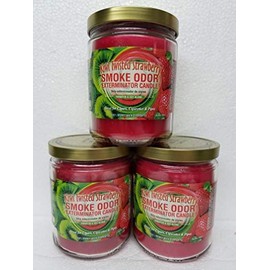 Smoke Odor Exterminator 13 oz Jar Candle, Kiwi Twisted Strawberry Set of Three Candles.