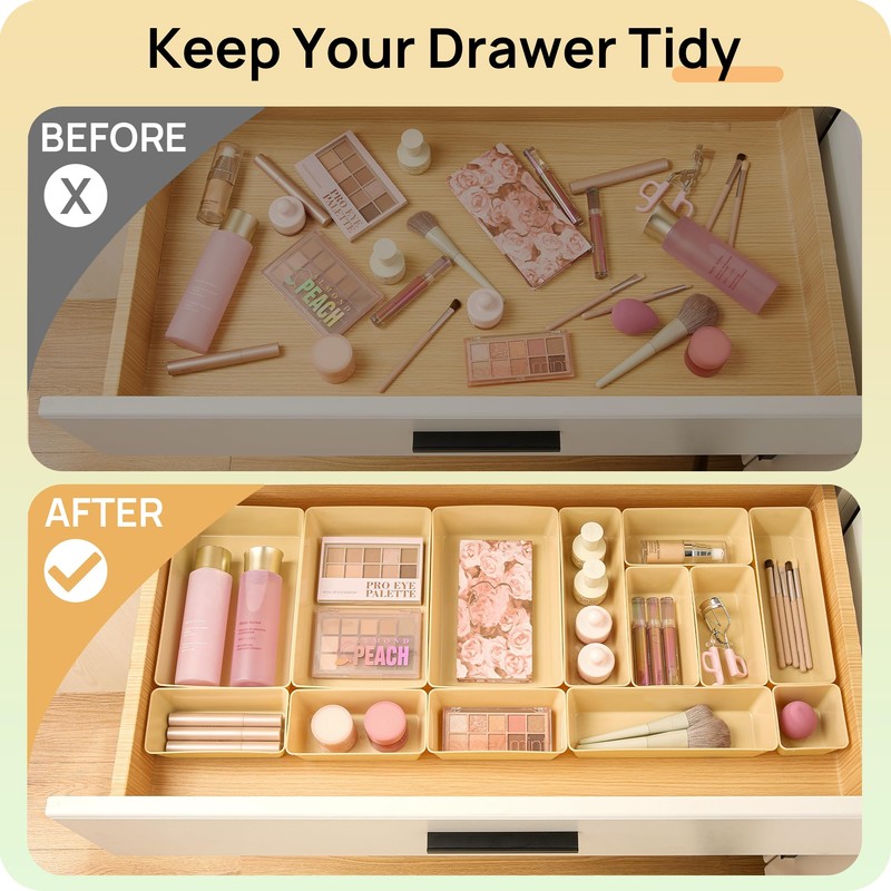 Vtopmart 25 PCS Plastic Drawer Organizers Set, 4-Size Versatile Bathroom
