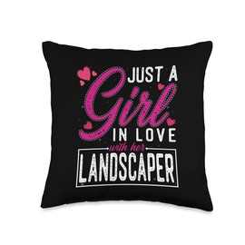 Landscaper's Wife Gift Co. Just a Girl in Love with Her Landscaper-Funny Wife Throw Pillow, 16x16, Multicolor