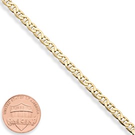 Miabella 18K Gold Over Sterling Silver Italian 3mm, 4mm Solid Diamond-Cut Mariner Link Chain Bracelet for Men Women, Made in Italy (4mm - Length 7 Inches (Small))
