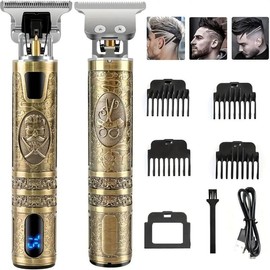 Professional Barber's Grooming Kit, 1 Set Rechargeable Hair Trimmer and Beard Clipper for Men with Precise T-Blade, LCD Screen and USB Charging, Hair Styling Tools, Hair Cutting Machines, Christmas, Christmas Gift, Winter Gift