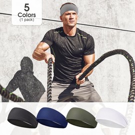 Sonicefit Headbands Sweat Bands 5Pack,Mixed Colors Yoga Sports Headbands Unisex,Fashion Non Slip Headband,Soft Elastic Hair Bands Hair Warp Sweatband for Workout Yoga Running Sports Workout (Color 2)