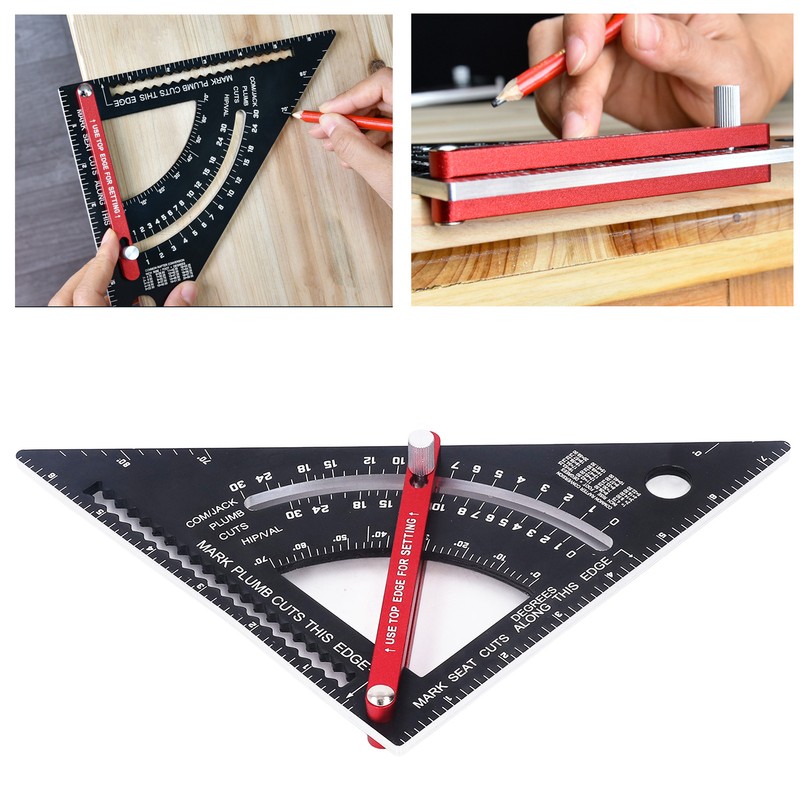 Woodworking Triangle Ruler Aluminum Alloy Accurate Laser Scale Triangle Ruler