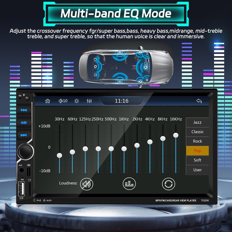Motoris 7" Car Stereo with Wireless CarPlay & Android Auto,