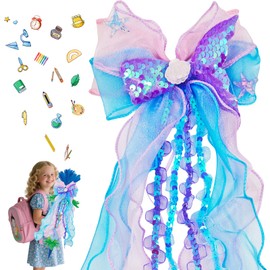 Ourdort Mermaid School Cone Bow, Sugar Cones, First Day of School Decoration (40 cm Purple)