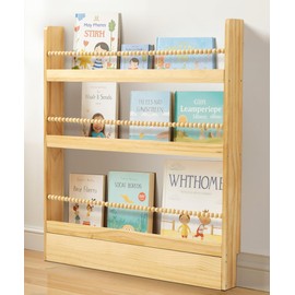 SUMGAR Kids Bookshelf for Kids Rooms Nursery Book Shelves Toddler Baby Montessori Bookcase for Bedroom Reading Nook Childrens Wooden Book Storage Organizer Rack for Girls Boys Daycare 3 Tier