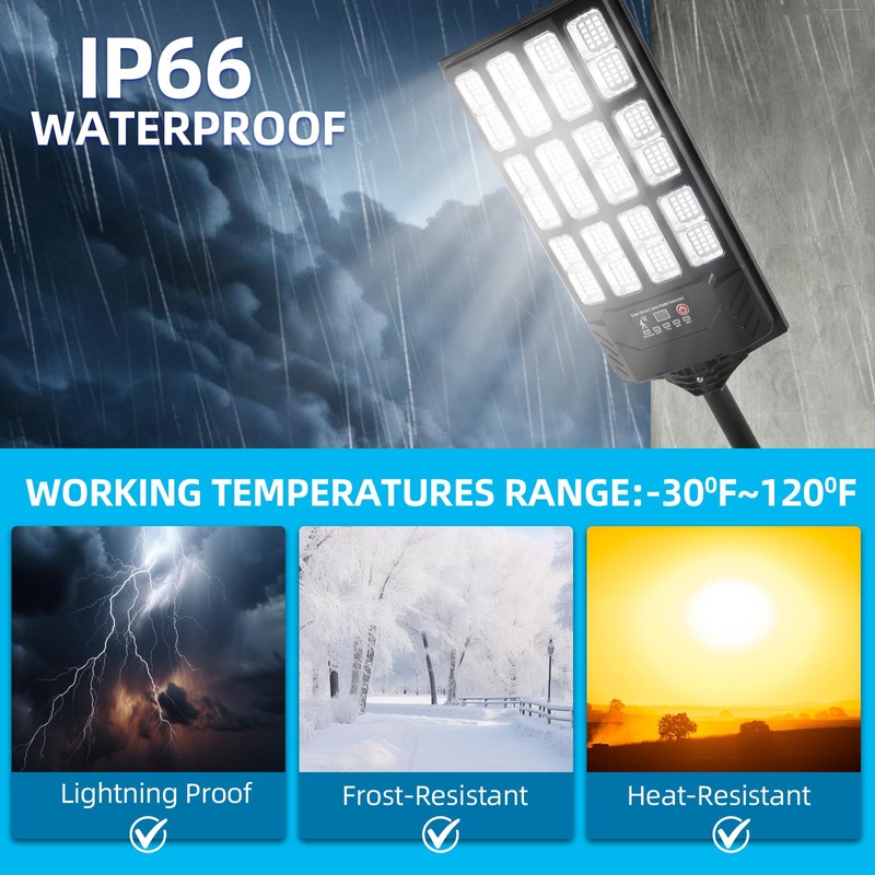 Ecoralios Solar Street Lights Outdoor Waterproof,38000LM,Wide Angle Solar Flood Light,