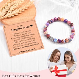 FIEEFX Gifts for Daughter in Law Mothers Day Christmas Valentines Day Easter Birthday Gifts Stocking Easter Basket Stuffers Beaded Bracelet Jewelry Gifts for Daughter-in-Law Women