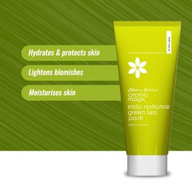 Aroma Magic Green Tea Face Pack | Hydrates, Moisturizes & Protects Skin | Reduces Blemishes & Revives Dullness | Gentle, Natural Clay Mask for All Skin Types | 3.53 Oz (100g)