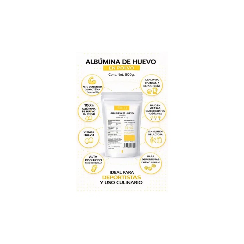 Albumina De Huevo En Polvo Pura Y Proteica 500g