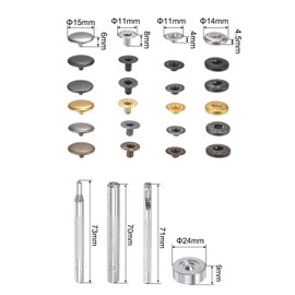 sourcing map 60 Sets Snap Fasteners Kit 15mm Metal Press Studs Buttons Tool with 4 Setter Tools & Storage Box for Clothing Leather Sewing