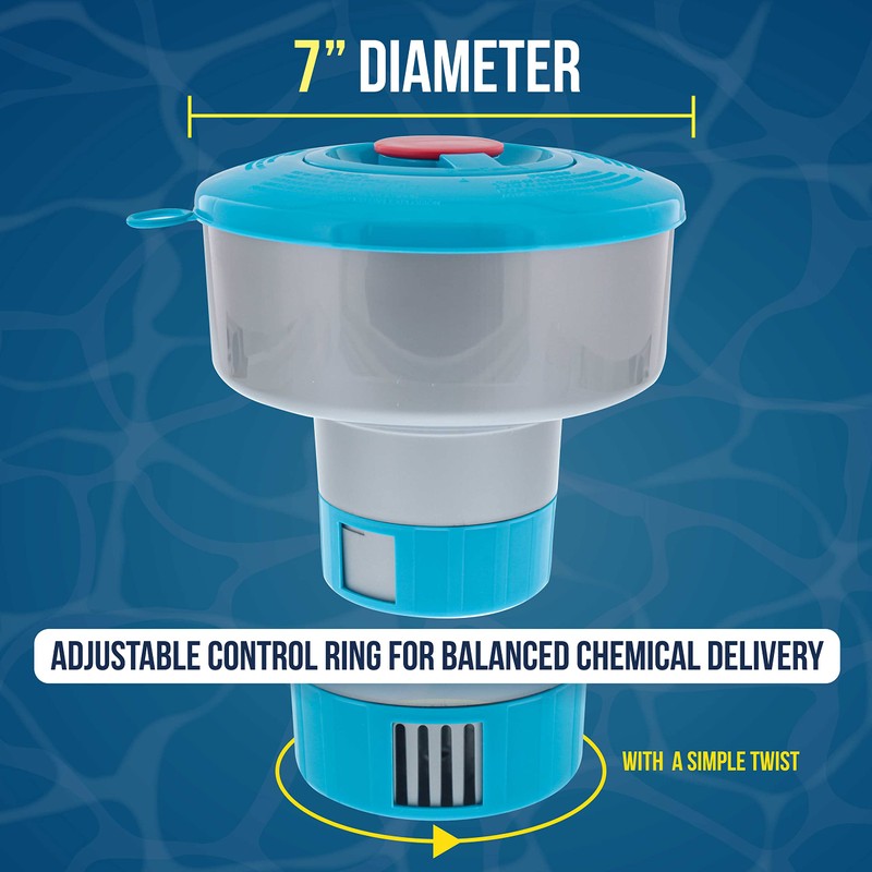 U.S. Pool Supply Pool Chlorine Floater Dispenser with Pop-Up Refill