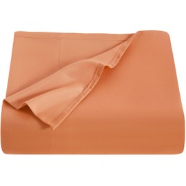 NTBAY Queen Flat Sheet Only - Brushed Microfiber Flat Sheet - Soft, Wrinkle-Free, Fade-Resistant, Stain-Resistant, Top Sheet, Hotel Quality Flat Bed Sheet, Pale Orange