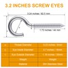 ZUSFUL 3.2 Inches 304 Stainless Steel Screw Eyes 6 Pack,Heavy