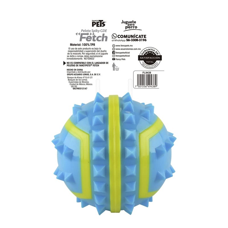 Fancy Pets Pelota Fetch Spiky Color Azul Tamaño Grande para