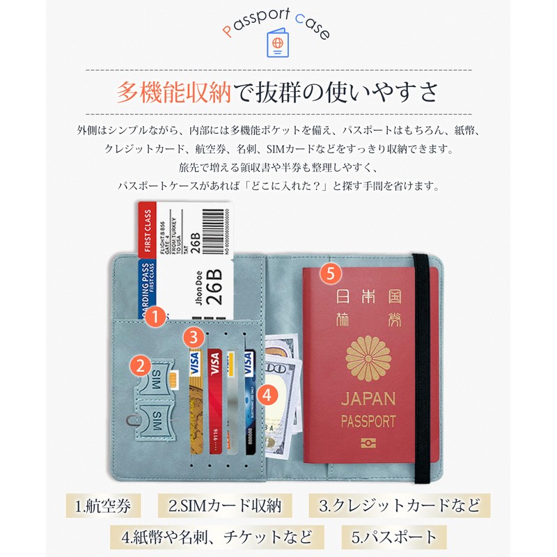Velaci Passport Case, Skimming Prevention, Multi-functional Storage Space, High-quality PU