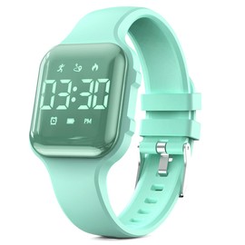 Focwony LED Kids Multifunction Steps Counting Watch, Digital Watch, Kids Pedometer Watch, Stopwatch, Alarm Clock, Calories for Women Children Girls Boys (Electroplating Green)
