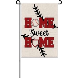 12x18 Inch Double Sided Summer and Spring Garden Flag - Baseball Home Sweet Home House Flag - Seasonal Large Outdoor Yard Flags of Burlap - Bat Ball Sport Flag Burlap Yard Outdoor Decorative
