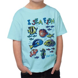Del Sol Color Changing Toddler Boys Crew Tee - I Sea Fish, Chill Blue, Size 5/6T